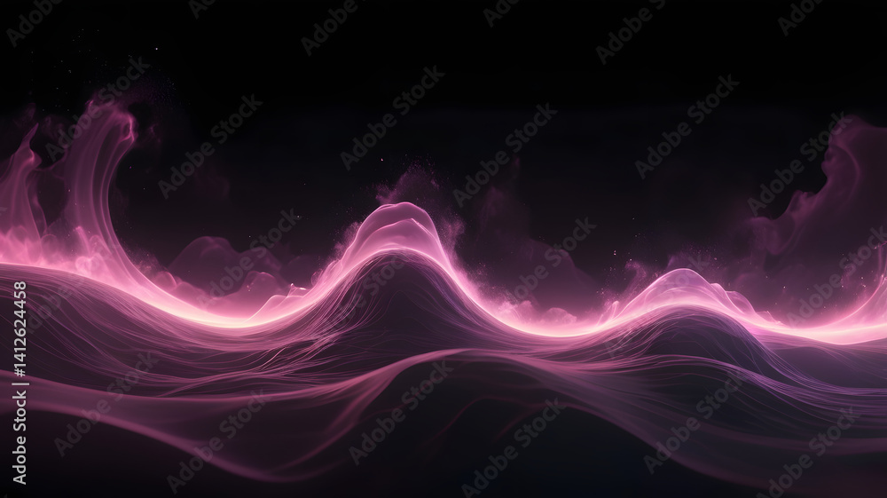 Poster abstract smoke wave: a mesmerizing display of flowing forms. the vibrant, luminous colors swirl and 