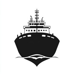 Fototapeta premium Black and White Image of Ship Front View