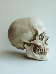Anatomical Study: A Detailed View of a Human Skull's Structure and Bone Texture
