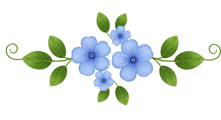 Isolated Blue Flowers Border
