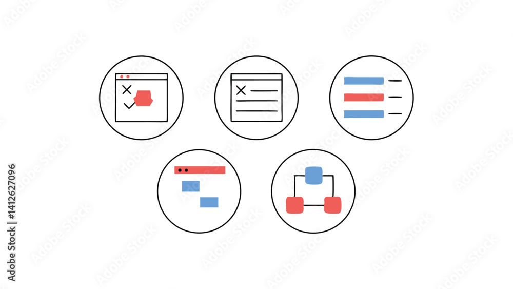 Poster minimalist workflow integration icons on white background