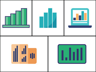 Collection of Flat Icons Representing Business Data Growth and Analysis-a-professional-finance--laf--icon-set, Vector Icon, Graph chart sign icon. Diagram symbol. Statistics. Round squares buttons wit