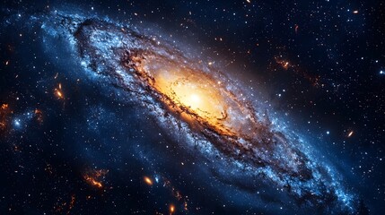 Obraz premium Stunning Spiral Galaxy with Bright Core and Starry Backgrounds