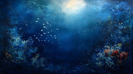 Fototapeta premium Underwater Scene with Coral, Fish, and Soft Light Effects