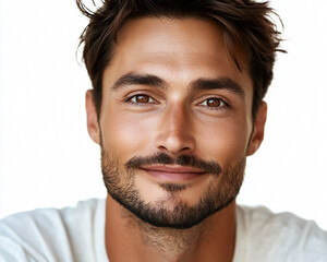 Obraz premium Business man on white background, smiling man in suit portrait close up