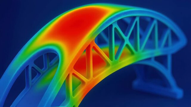 Innovative Bridge Model Simulation Showcasing Engineering Design and Structural Technology Principles with Stress Distribution Analysis