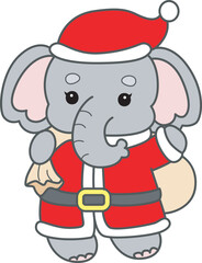 Cute Elephant vector icon. Funny baby Elephant animal series stock illustration. Life of fluffy Elephant designs.