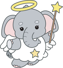 Cute Elephant vector icon. Funny baby Elephant animal series stock illustration. Life of fluffy Elephant designs.