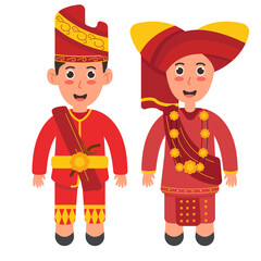 Minangkabau Couple Wearing Traditional Dress