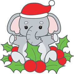 Cute Elephant vector icon. Funny baby Elephant animal series stock illustration. Life of fluffy Elephant designs.