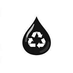 Obraz premium Black Drop with Recycle Symbol for Water Conservation Concept