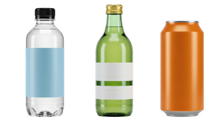 Isolated Beverage Bottles and Can