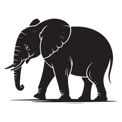 Vector Black silhouettes of elephant. with white background