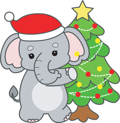 Cute Elephant vector icon. Funny baby Elephant animal series stock illustration. Life of fluffy Elephant designs.