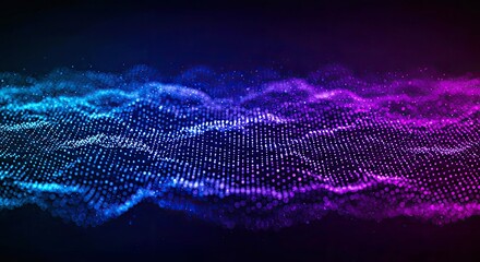 Flowing Digital Data Background High Tech Graphic Electric Blue Neon Purple Streams Abstract Network Technology Art