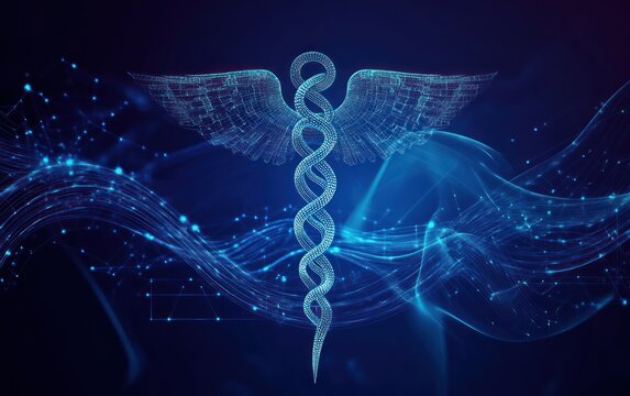Digital Caduceus: Symbolizing Modern Healthcare and Technology Integration