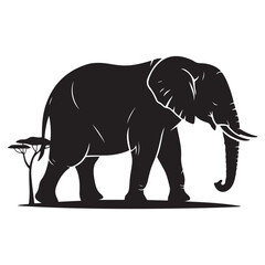 Fototapeta premium Vector Black silhouettes of elephant. with white background