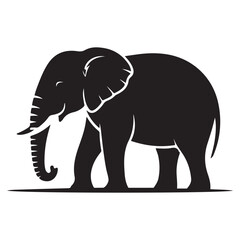 Vector Black silhouettes of elephant. with white background