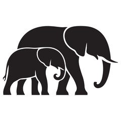 Vector Black silhouettes of elephant. with white background