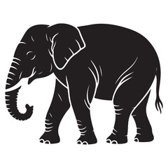 Vector Black silhouettes of elephant. with white background