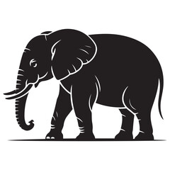 Vector Black silhouettes of elephant. with white background