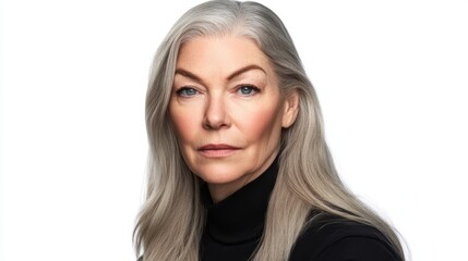 Naklejka premium Image for a beauty ad featuring a woman's face, 50 years of age or older, with wrinkles and detailed skin texture