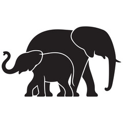 Vector Black silhouettes of elephant. with white background