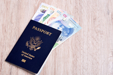 American passport with Georgian money