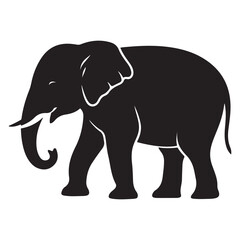 Vector Black silhouettes of elephant. with white background