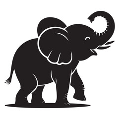 Vector Black silhouettes of elephant. with white background