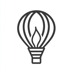 Obraz premium Black Outline Hot Air Balloon with Flame Graphic