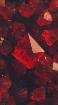 red ruby crystals &ndash; ideal for gemstone catalogs, jewelry design inspiration, luxury-themed visuals, or backgrounds for digital or print projects