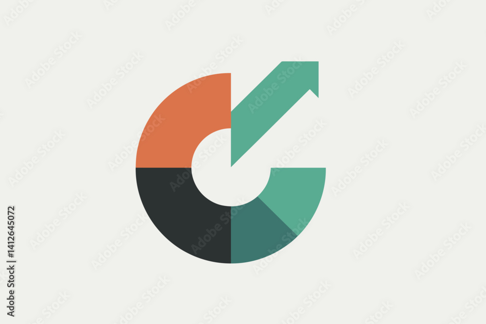 Aufkleber abstract arrow growth cycle - circular graph with upward progression
