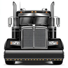 Black Semi-Truck Front View