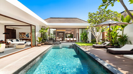 Fototapeta premium Modern Tropical Villa With Pool And Garden