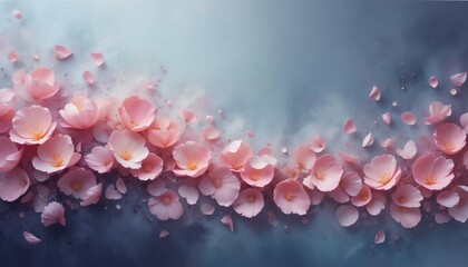 Obraz premium Blossoming cherry blossoms in a serene garden floral artwork tranquil environment artistic perspective nature's beauty