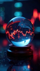Crystal ball reflects stock market data, predicting financial future , finance, growth