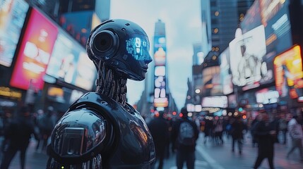 Futuristic Robot in the City