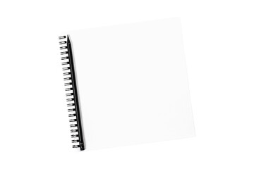Isolate on white background of open notebook with black spiral.