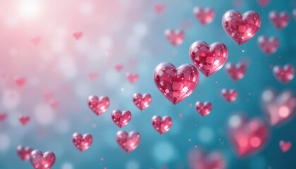 Obraz premium Romantic celebration of love hearts floating in a dreamy background digital art bright and cheerful environment artistic viewpoint concept of love and affection