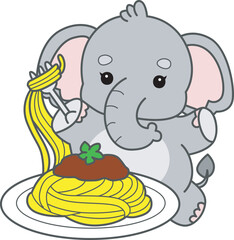 Cute Elephant vector icon. Funny baby Elephant animal series stock illustration. Life of fluffy Elephant designs.