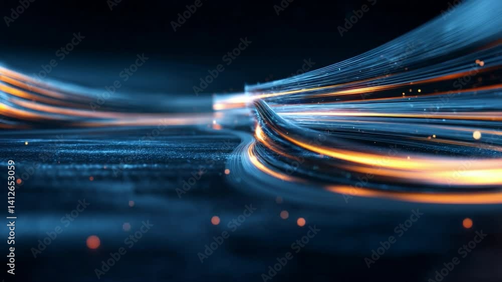 Poster abstract light trails: a captivating abstract image of luminous light trails winding through a dark 