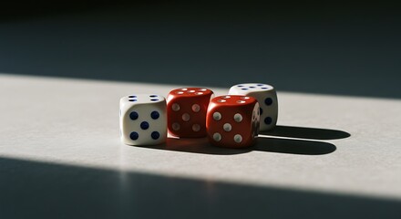Dice arrangement in daylight - concept of chance and probability - suitable for gambling platforms or educational material