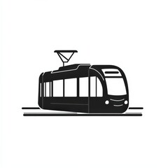 Black Tram Silhouette on Tracks