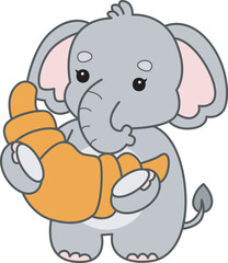 Cute Elephant vector icon. Funny baby Elephant animal series stock illustration. Life of fluffy Elephant designs.