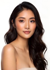 Obraz premium Asian Women Model Perfect Skin & Soft Glam – High-Resolution Beauty Headshot