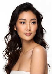 Obraz premium Asian Women Model Perfect Skin & Soft Glam – High-Resolution Beauty Headshot