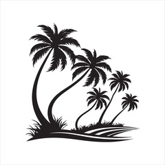 Palm tree island silhouette