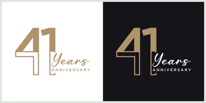 anniversary 41th logotype vector with brown and white color for special celebration day