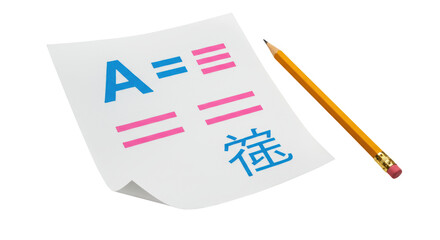 Isolated School Paper with Math Symbols and Pencil